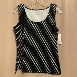 NWT Black and white polka dot stretch top  Size M